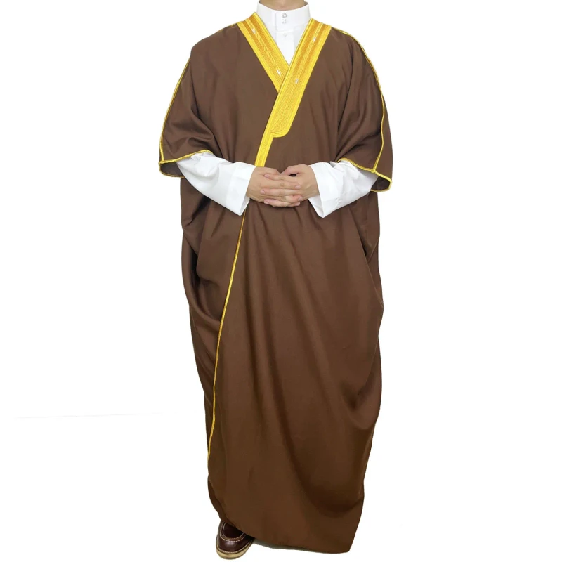 Ramadan Middle Eastern Muslim Bachelor's Clothing Men's Embroidered Colored Large Sleeve Outer Robe