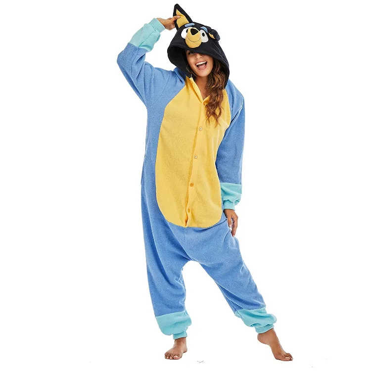 Robin Blue Animal Onesie Pajamas for Women Coral Fleece Jumpsuit Customized