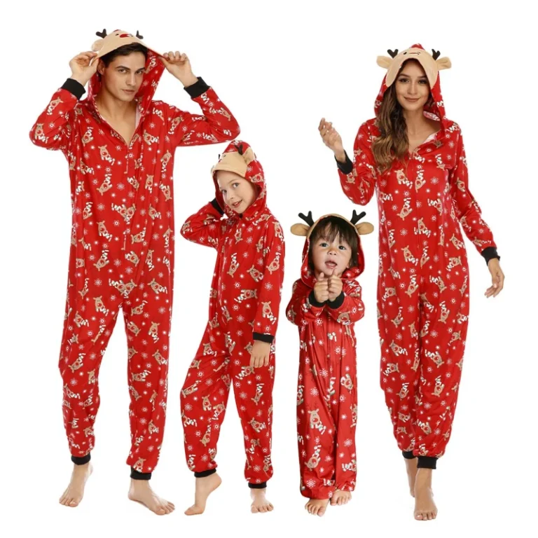 Round-Neck-Hooded-Christmas-Pyjamas-Family-Pjs-Set-Jumpsuit-Matching-Christmas-Pajamas-Onesies-Rompers-for-Family