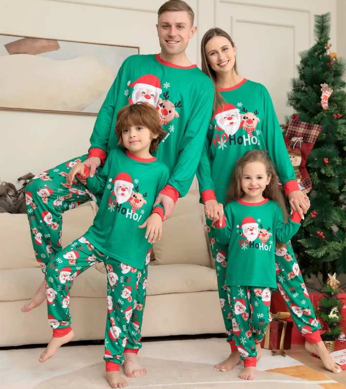 Santa-Clown-Elf-Printed-Home-Suits-Family-Christmas-Pajamas-Matching-Parent-Child-Outfits