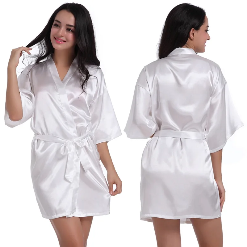 Satin Women's Solid Smooth Sexy Custom logo Summer Bathrobe