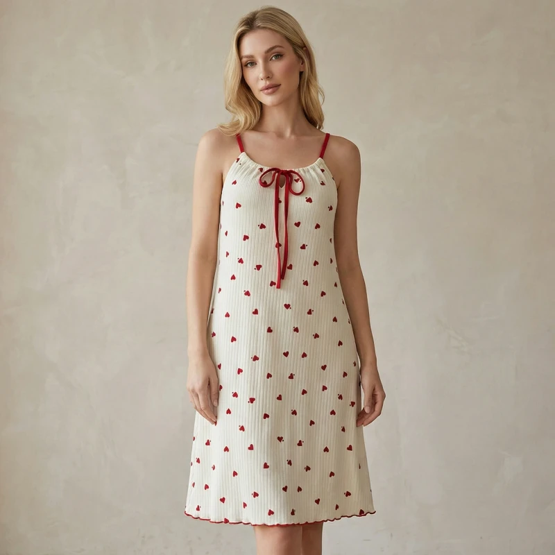 Sexy Casual Suspender Nightgown Cute Fashion Elegant Knitted Soft Smooth Home Clothes Nightdress