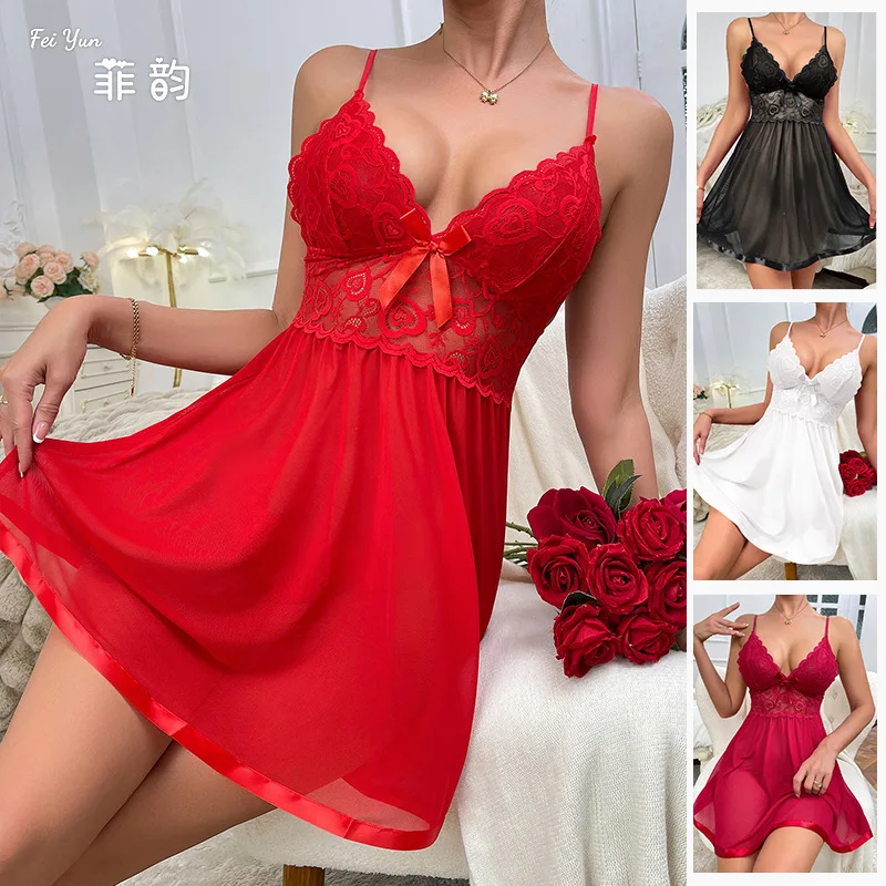 Sexy Lace Sling Mesh Nightdress Underwear Home Wear Pajamas Source 728