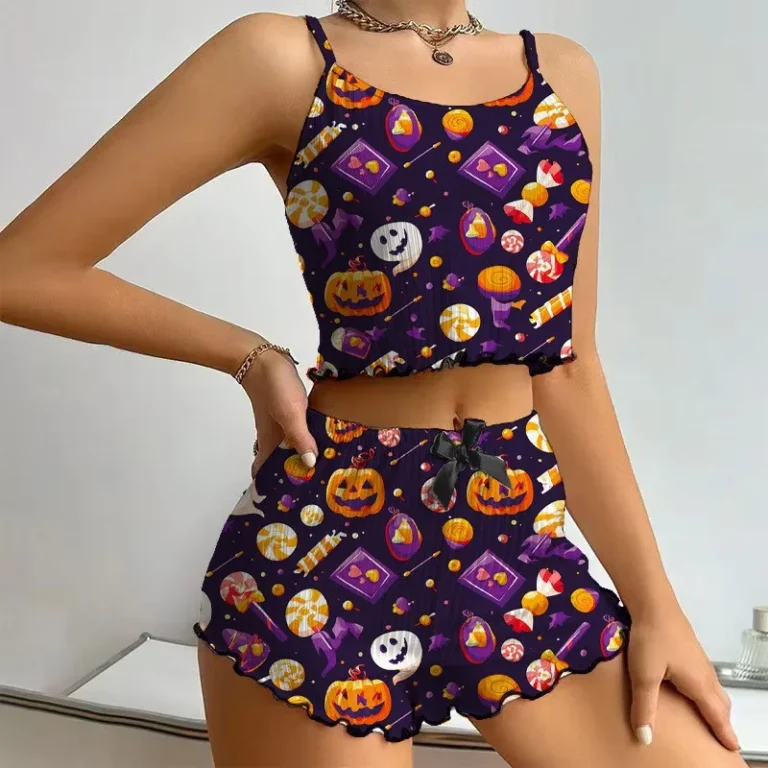 Sexy-and-Comfortable-Printed-Sleeveless-Camisole-Shorts-Womens-Sleepwear-Set