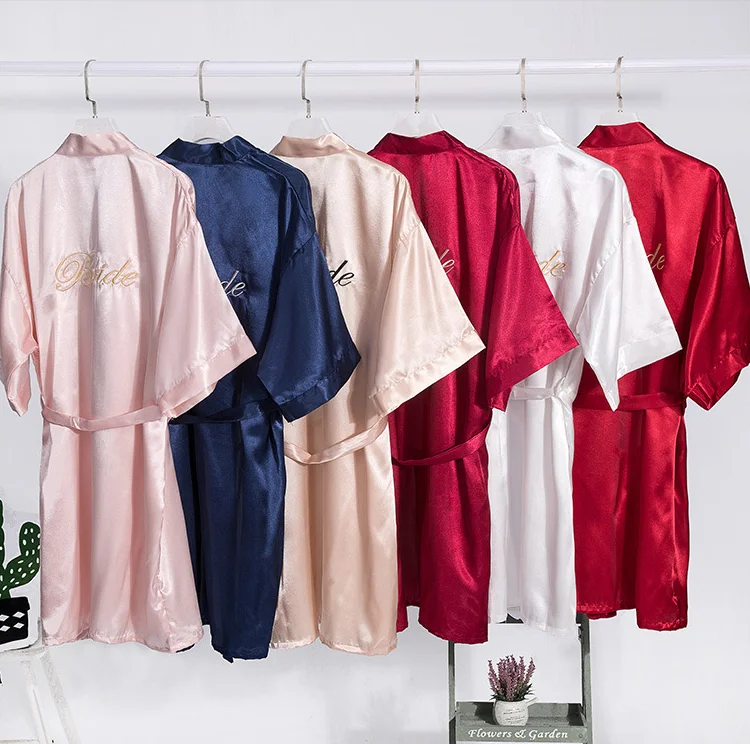 Sfy-y5096 Soft Satin Robes Wedding Women's Dresing Gown Mature Bridal Robes Bridesmaid Robes Sexy Pajama