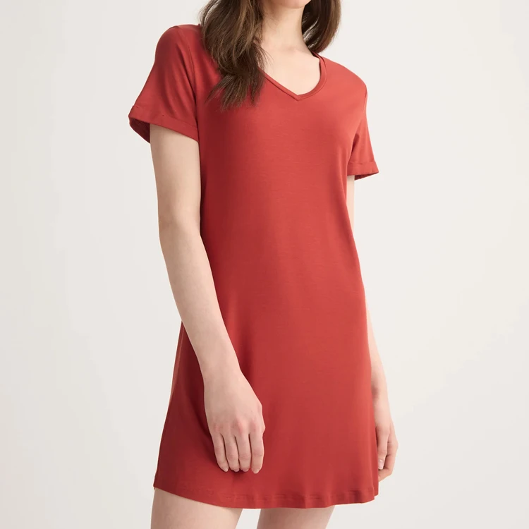 Short Sleeve Women's Sleep Shirts Summer Pajama T-Shirt Modal Jersey Womens Night Dress Eco Friendly Nightgown