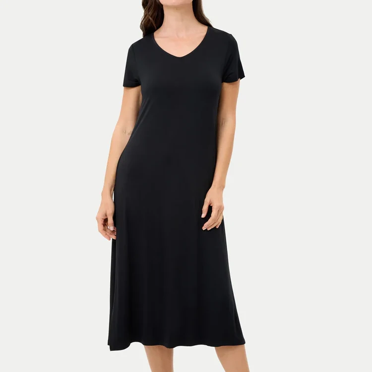 Short Sleeve Women's Sleepshirt Bamboo Jersey Long Sleep Dresses Sustainable Women's Pajamas Summer Homewear for Men Pajama