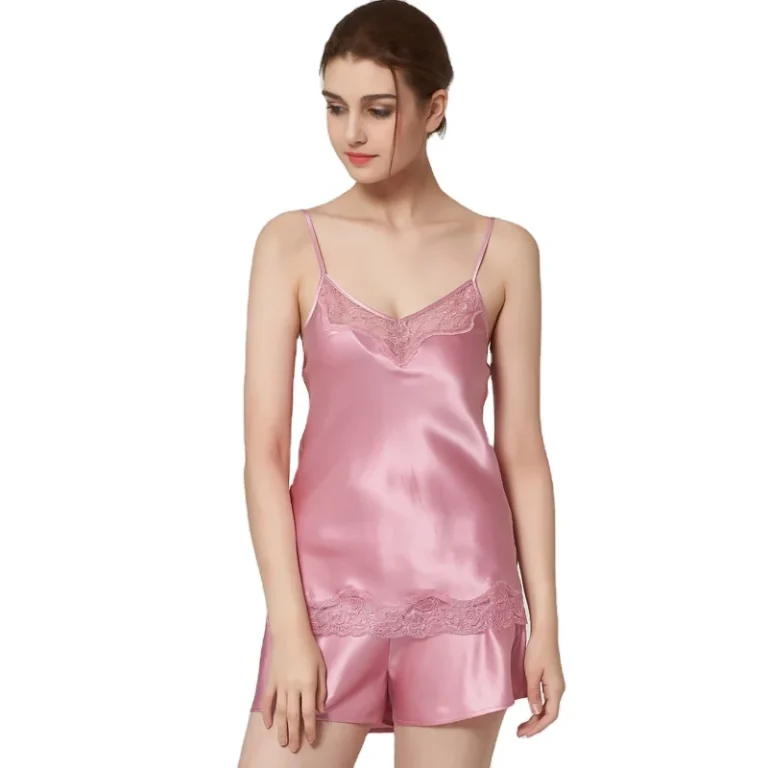 Silk-Stretch-V-Neck-Camisole-and-Brief-Sets-Lace-Trimmed-Sexy-Sleep-Wear-Pajamas-Set