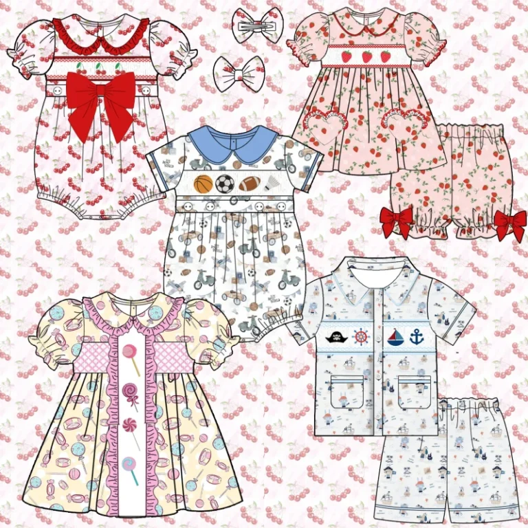 Smocked-Girl-Clothing-Two-Piece-Custom-Cute-Printed-Strawberry-Embroidery-Kids-Pajamas-Smocking-Toddler-Girl-Sets