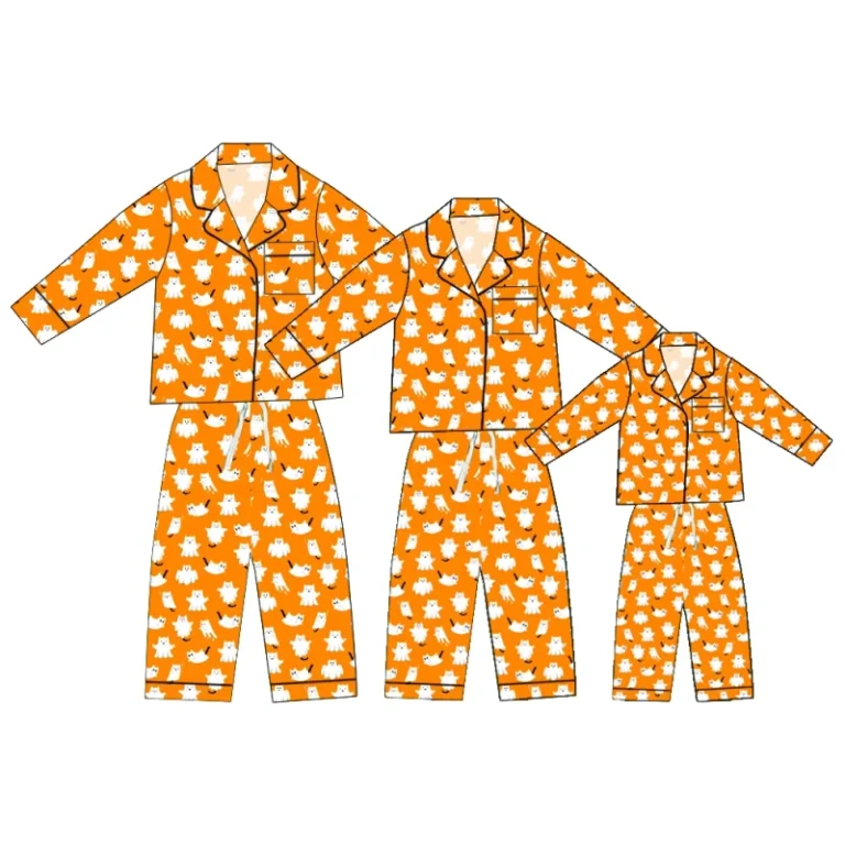 Soft-95Bamboo-5Spandex-Family-Matching-Halloween-Ghost-Print-Long-Sleeve-Pajama-Set-for-Halloween-Party-Fall-Winter-Daily