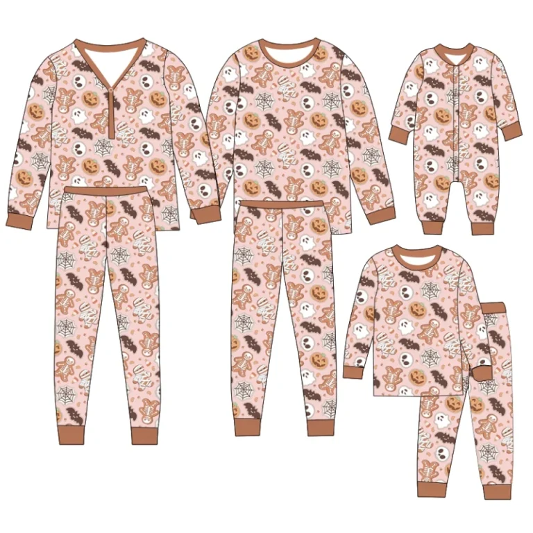 Soft-95Bamboo-5Spandex-Family-Matching-Pajamas-Halloween-Themed-Print-Long-Sleeve-Set-for-Daily-Loungewear-Halloween