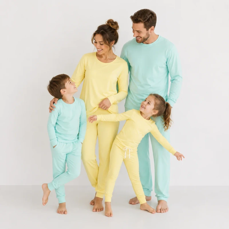 Soft Bamboo Kids Baby Clothing Set Pajama Sleepwear Mommy and Me Pyjama Set Homewear Family Matching Outfits