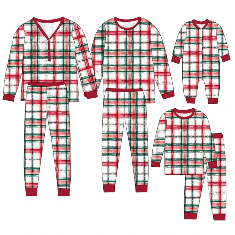 Soft-Breathable-Bamboo-Family-Matching-Christmas-Print-Long-Sleeve-Button-Zip-Pajama-Sets-for-Christmas-Season