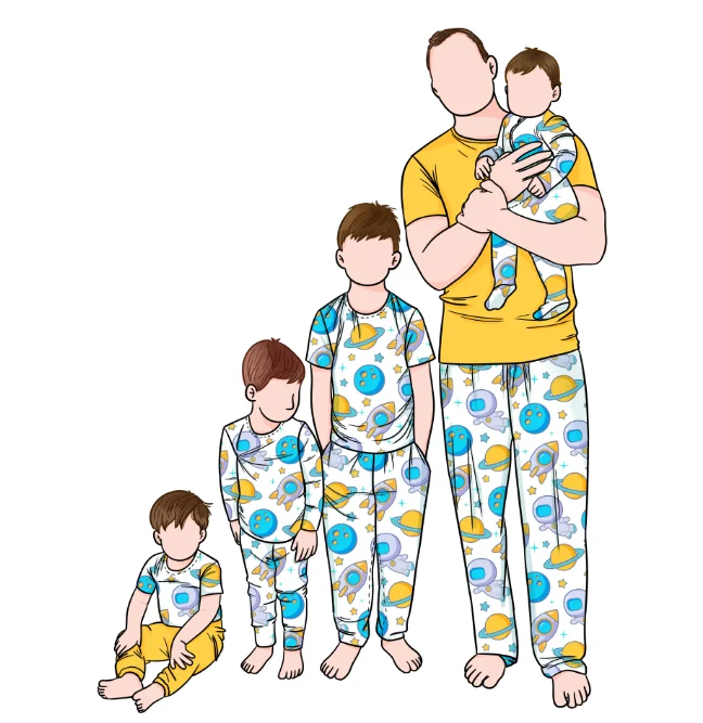 Soft-Custom-2pcs-Comfortable-Universe-Outer-Space-Printed-Family-Pajamas-Casual-Sleepwear-Clothing-Set-for-Family