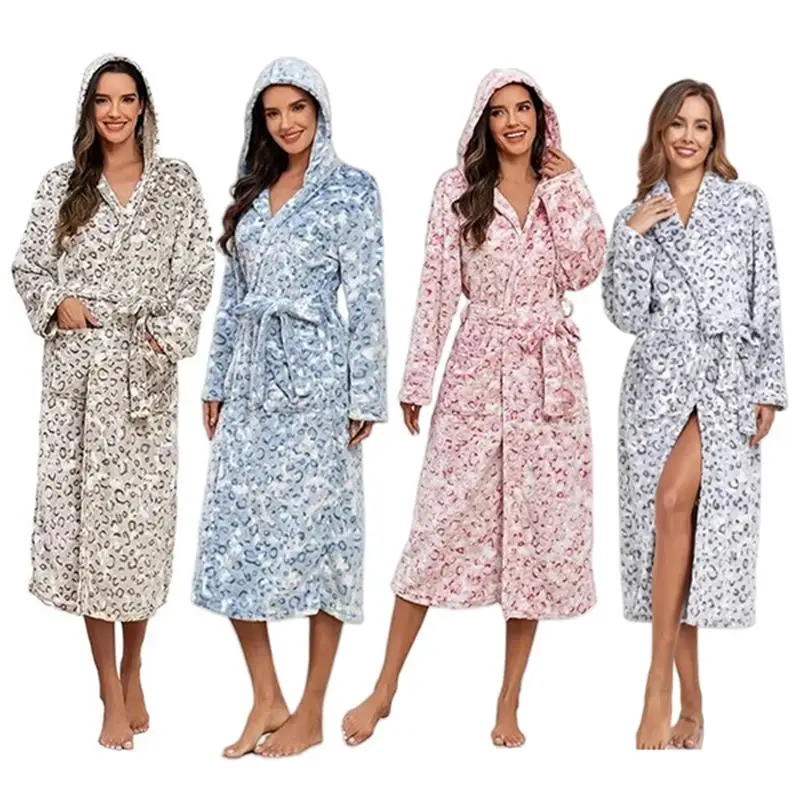 Soft Elegant Bath Robes Flannel Long Women Mature Woman Sexy Bathrobe Unisex Luxury Spa Robe