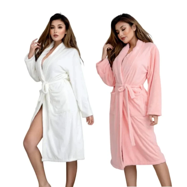Soft-Microfiber-Bathrobe-Adult-Hotel-Robe-with-Belt-Long-Bathrobe-Womens-Pajamas