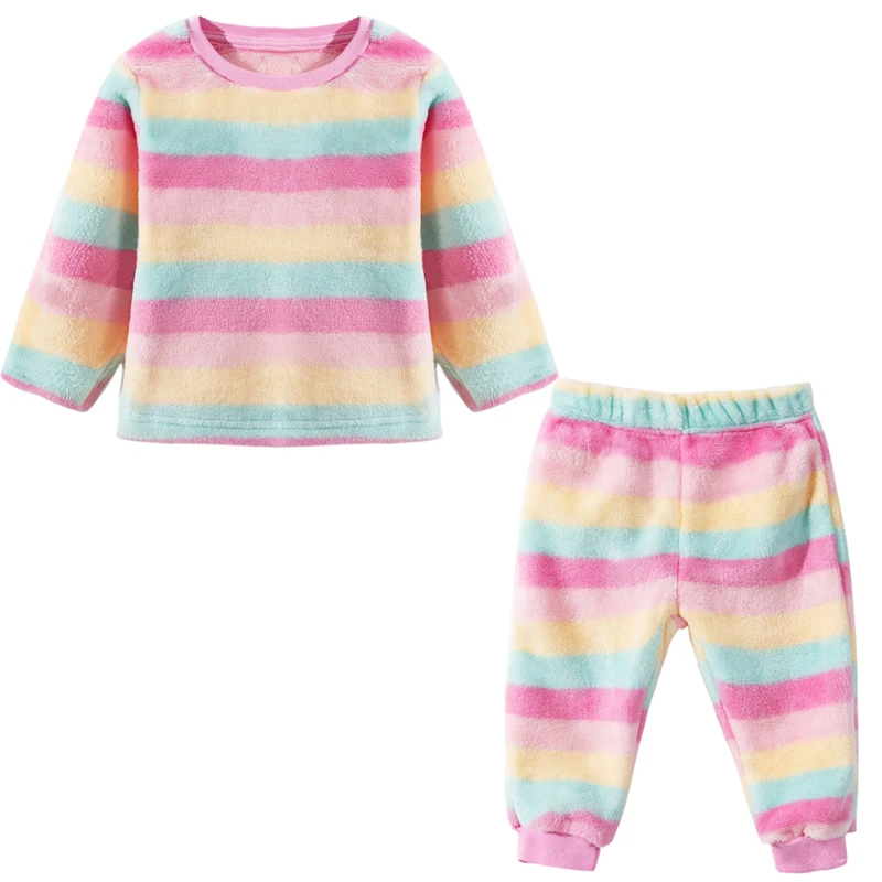 Soft Toddler Autumn Flannel Loungewear Set Winter 2 Piece Baby Pajamas Set Low Moq Infant Outfits