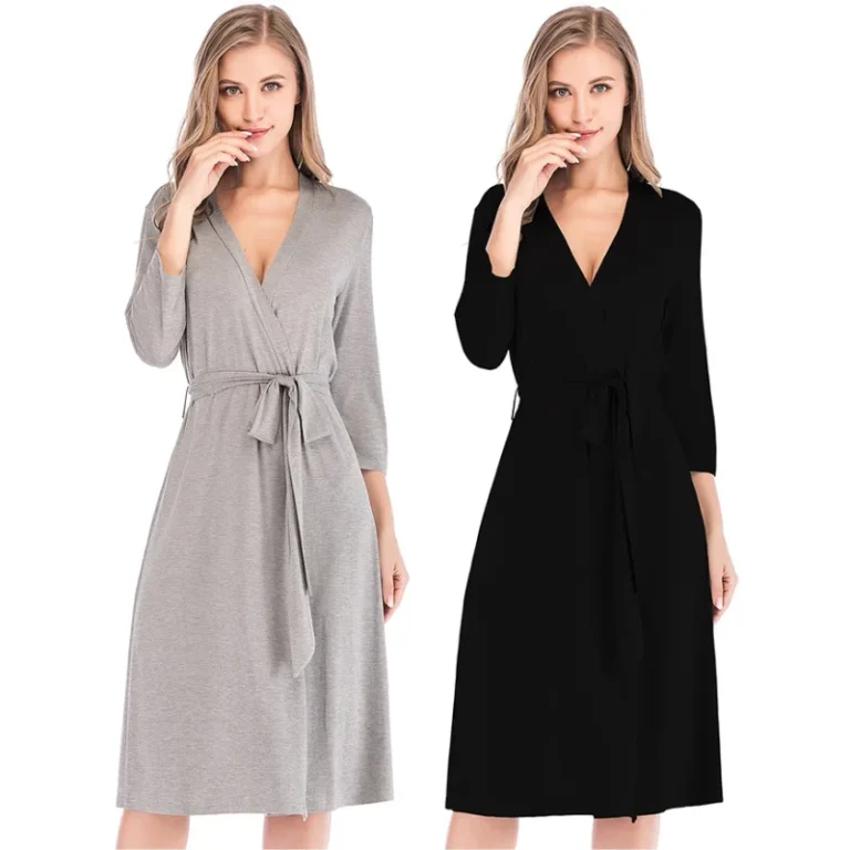 Soft-Touch-Bamboo-Viscose-Dressing-Evening-Night-Gown-Robes-in-2-Colors-With-Belt-Women-Bath-Robe
