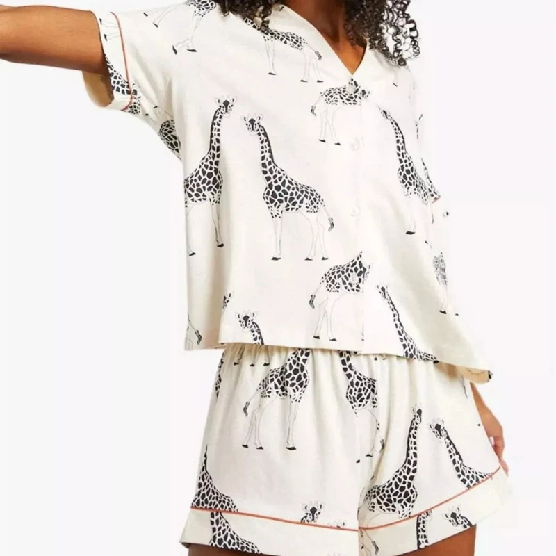 Soft Two Piece Women's Summer Casual Knitted Short Pajamas Set Custom Organic Bamboo Sleepwear