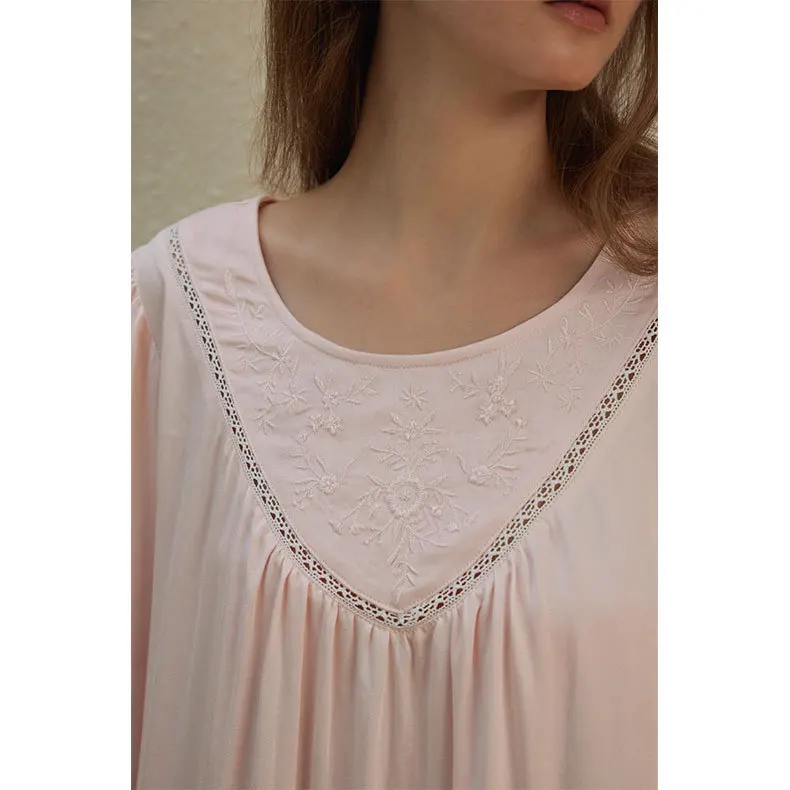 Solid Color Summer and Autumn Satin Nightdress Loungewear