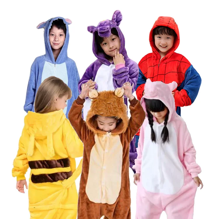 Spider Man Dinosaur Onesie Pajamas for Kids Cute Animal Flannel Sleepwear for Summer Stage Performance Woven Fabric