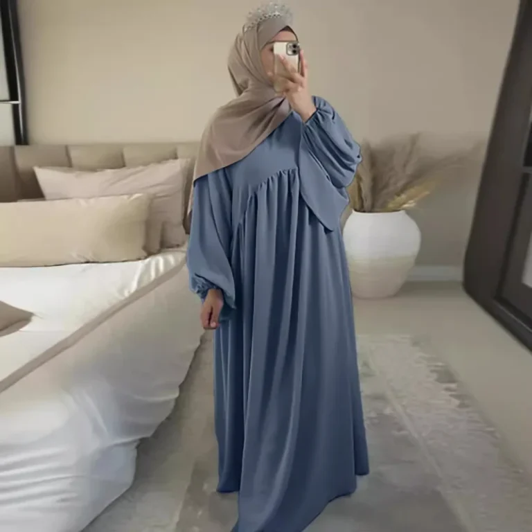 Spot-Middle-Eastern-Robe-Splicing-Large-Display-Solid-Color-Loose-Womens-Robe-Dress