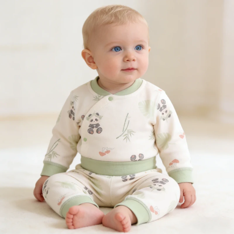 Spring Baby 2PCS Cotton Cartoon Print Tops Pants Soft Breathable for Newborn Infant Boy Girl Casual Outfits