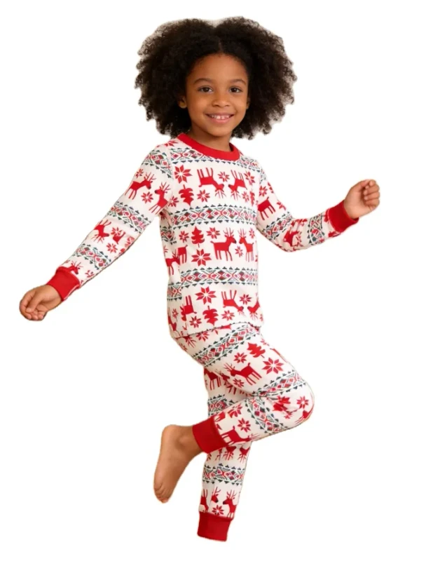 Spring Kids Christmas Sleepwear Clothes Reindeer Santa Claus Children's Long-Sleeved Suit Home Clothing Pajamas