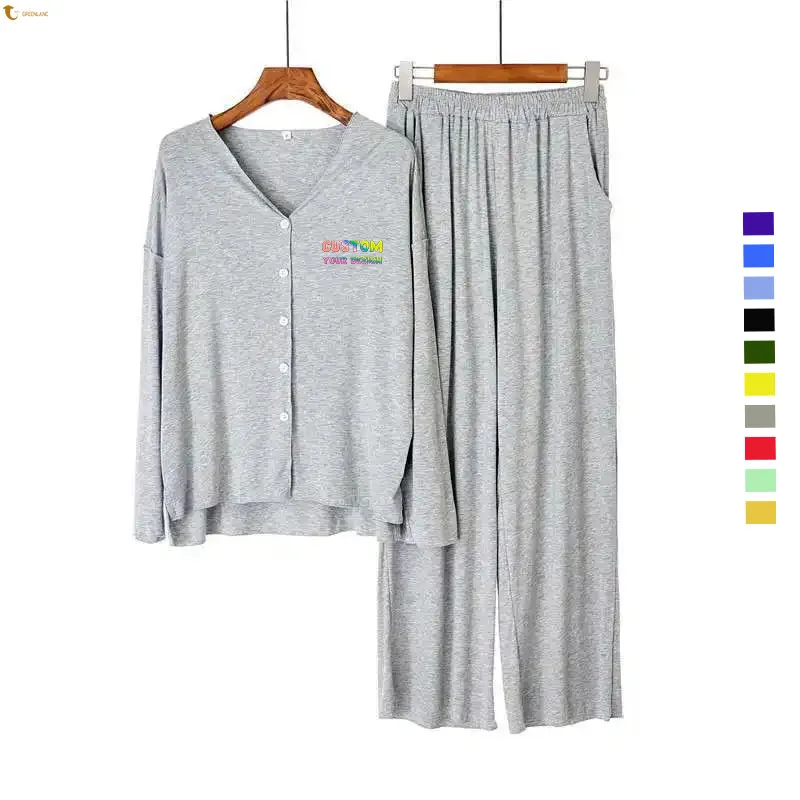 Spring and Autumn Long sleeved Pajamas Men's Suit Unisex Knitted Cotton Comfortable Pajamas Suit