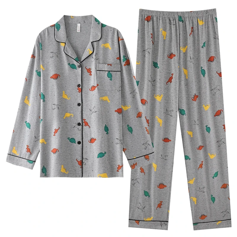 Spring and Autumn knitted long-sleeve cotton pajamas with buttons, bamboo fibre pajamas, women's loungewear set