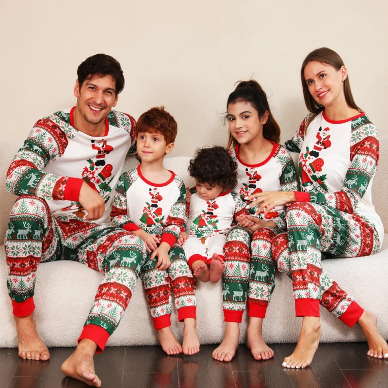 Stock Xmas Halloween Pyjamas Set New Printing Matching Family Christmas Bamboo Pajama