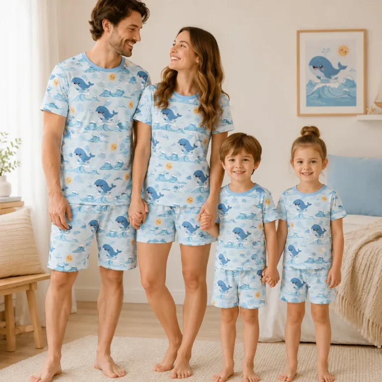 Summer-Bamboo-Spandex-Family-Matching-Pajamas-Cute-Shark-Submarine-Printed-Sleepwear-Short-Pajamas-Set-for-Kids