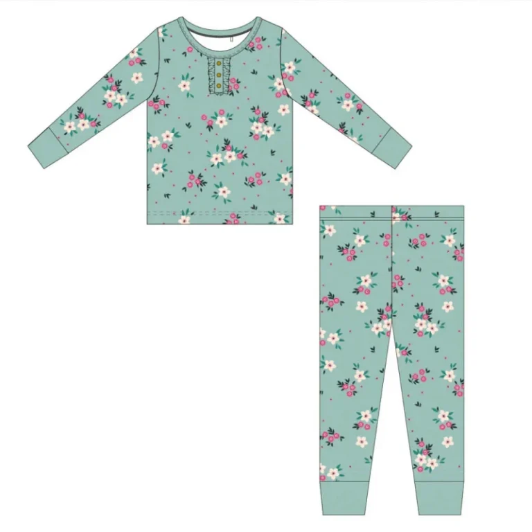 Summer-Bamboo-Viscose-Infant-Toddler-Sleepwear-Girl-Ruffled-Two-Piece-Pajamas