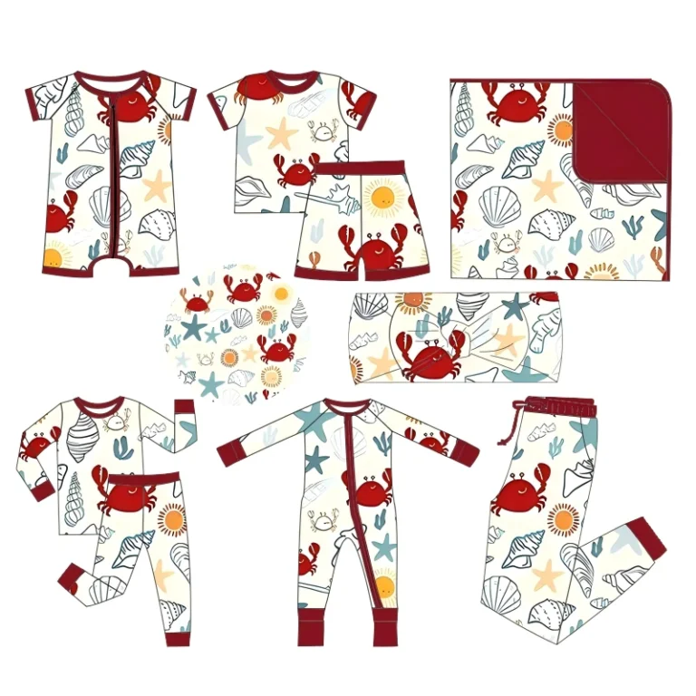 Summer-Bamboo-Viscose-Sleepwear-Long-Sleeve-Baby-Fold-Over-Bamboo-Romper-Custom-Beach-Kids-Toddler-Girls-Blankets