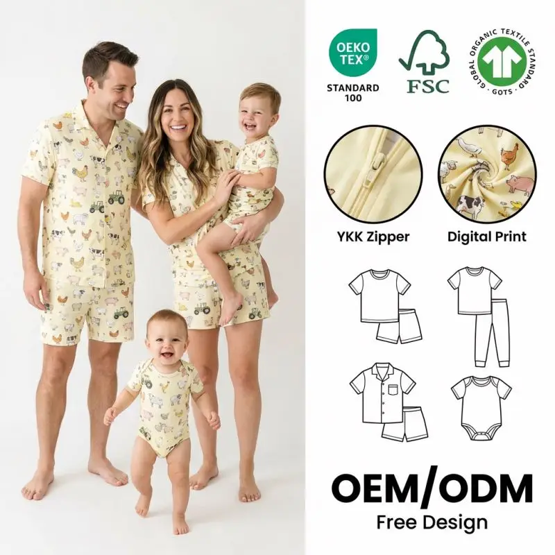 Summer Custom Ecofriendly Breathable Tencel Modal Baby Clothes Kids Pajama Set Tencel Family Pajamas