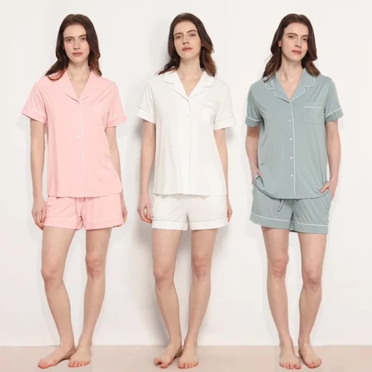 Summer-Modal-Short-Sleeve-Custom-Solid-Cotton-Pyjamas-PJ-Set-Sleepwear-With-Piping-Bamboo-Pajamas-For-Women-Sets