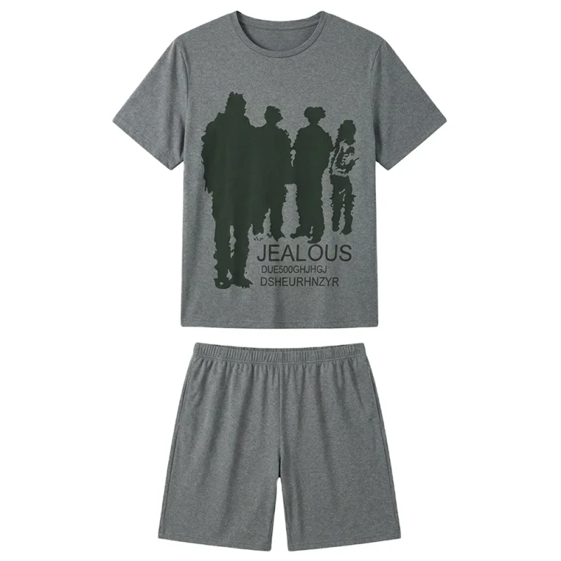 Summer Pyjamas Plaid Lounge Pants Sleepwear Men's Sleeper Pajama Short Sleeves