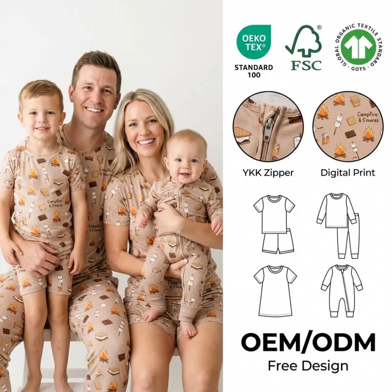 Summer Tencel Fabric Family Pajamas Matching Set Certified Tencel Pajamas