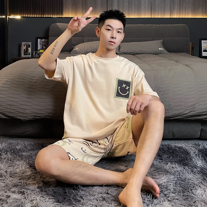 Summer Thin Men's Short sleeved Shorts Set Can Be Worn Outside for Casual Sports