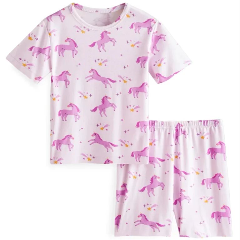 Summer-Toddler-and-Kids-Bamboo-Homewear-Jogging-Suit-2pcs-Short-Sleeve-Pajama-Set-Comfortable-Sleepwear-for-Babies