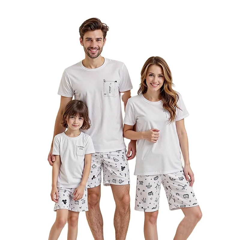 Summer Vacation Family Matching T Shirts OEM Personalized Bamboo Kids and Adult Pajamas for Baby Boys