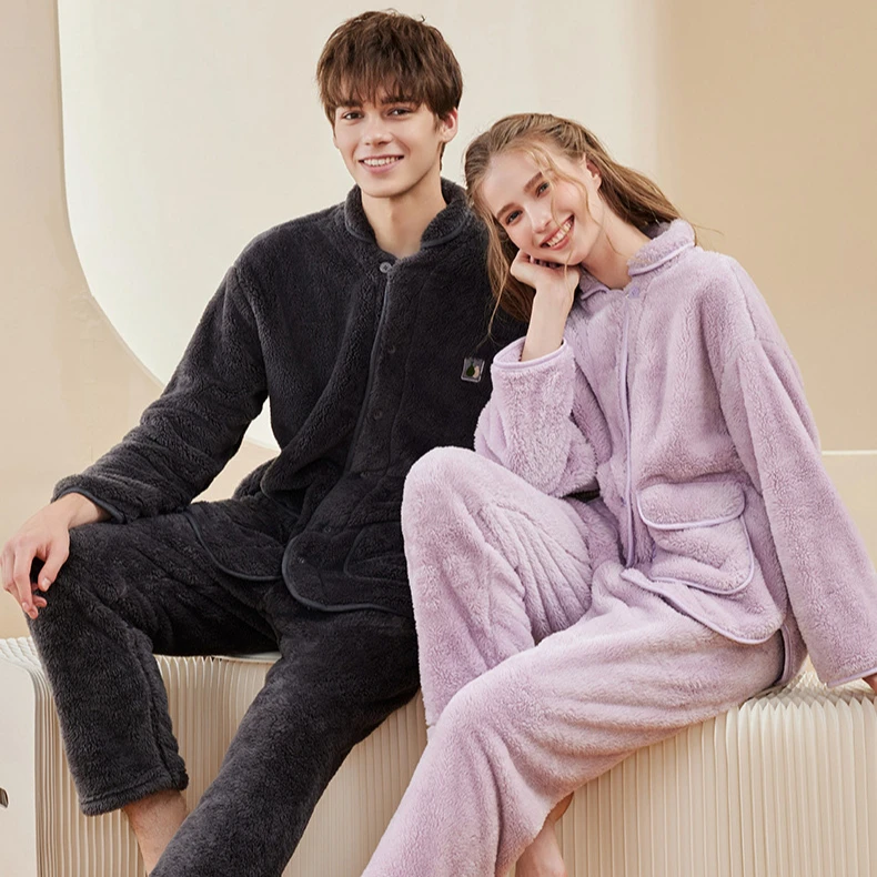 Super Soft Fluffy Anti-UV Rayon Micro Feather Yarn Cozy Baby Knit Bamboo Robe Winter 2 Pieces Pajamas