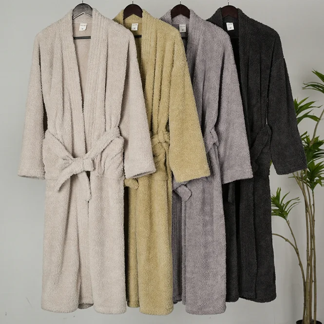 Super Soft Plush Kimono Collar Bathrobe Men's Pajamas Couple's Fleece Nightgown