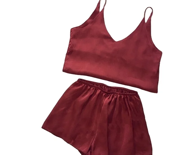 Super-Soft-Pure-Silk-Camisoles-short-Pajamas-Set