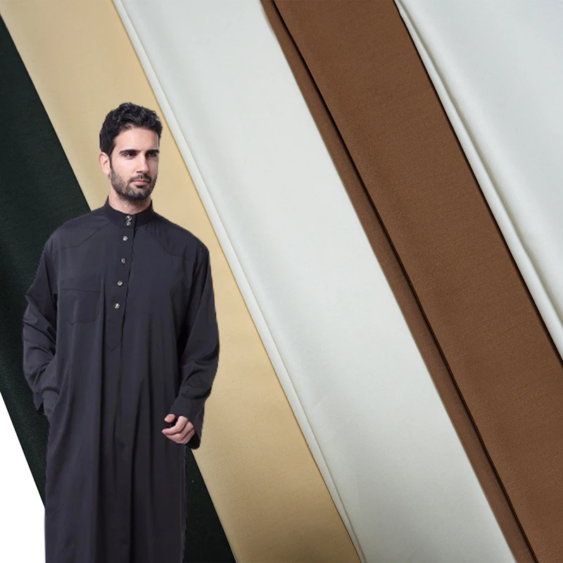 TR 85 Polyester/15 Viscose Blend 80/20 360gm Super 100 Men's Suit Fabric for Abaya Fabric Muslim Robe Fabric for Men