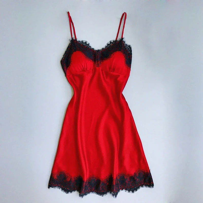 Temptation Sling V Neck Suspender Nightdress Sexy Silk Velvet Sleepwear Pajamas for Women