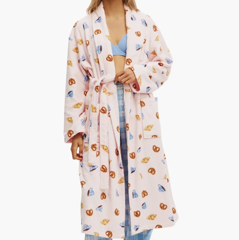 Tendency Custom Womens Robes Breathable Sleepwear Cotton Bathrobes Bathrobe Print Pajamas Robe Women Luxe Terry Robe
