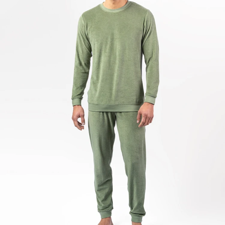 Terry pyjamas for men organic Cotton Mens Sleepwear Eco Friendly Night Wear Sets custom Loungewear for Men Clothes