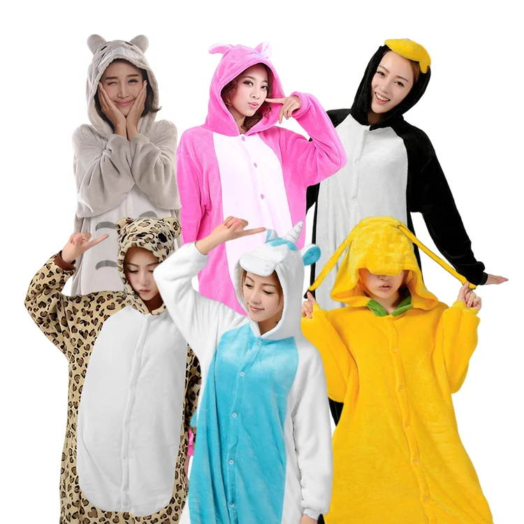 Thermal Flannel Fleece Pajama Set Leopard Stitch Family Onesie for Women Men Christmas Animal