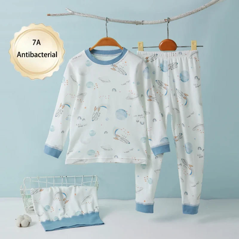 Thermal Two-Piece Pajama Set for Boys Girls Soft Spandex/Cotton/Bamboo Toddler Pajamas Family Matching